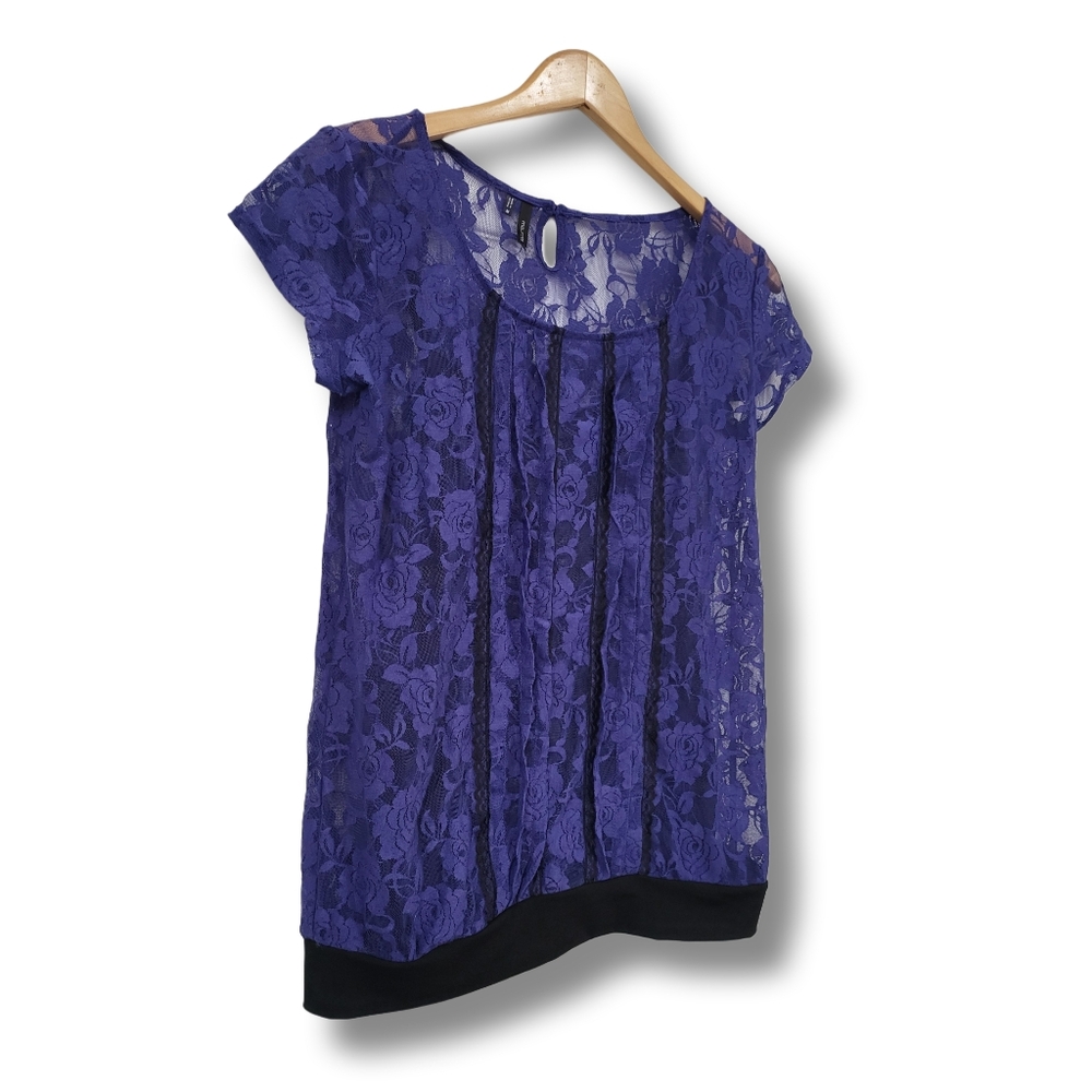 🌿Maurices Women's Medium Purple and Black Lace Fully Lined Top-Gorgeous! - Picture 6 of 11